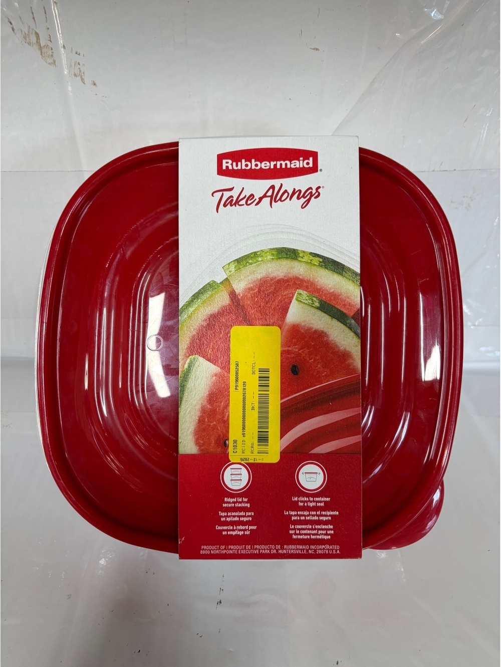 Rubbermaid TakeAlongs 2 Large Square Food Storage Containers with Red Lids 11.7-